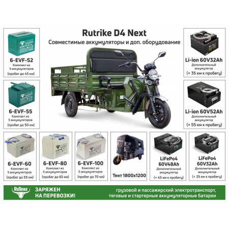 Грузовой электротрицикл Rutrike D4 NEXT 1800 60V1200W, 022761