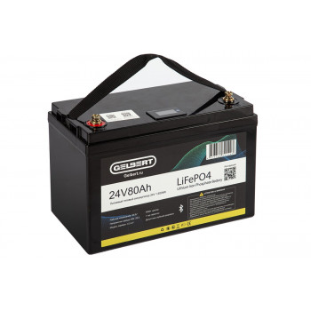 Литиевый тяговый аккумулятор Gelbert LiFePO4 (24V/80Ah/100A) Bluetooth, 0000183