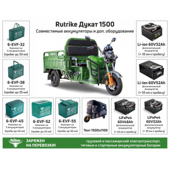 Грузовой электротрицикл Rutrike Дукат 1500 60V1000W, 021346