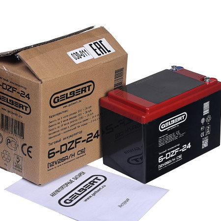 Тяговый аккумулятор Gelbert 6-DZF-24 (12V26A/H C5), 0000040