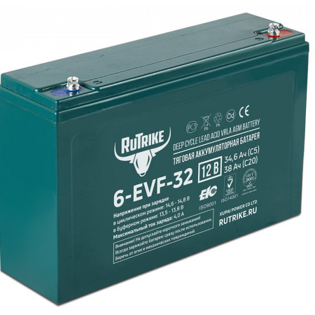 Тяговый аккумулятор Rutrike 6-EVF-32 (12V32A/H C5), 021662