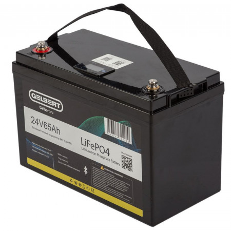 Литиевый тяговый аккумулятор Gelbert LiFePO4 (24V/65Ah/65A) BT/Display, 0000182