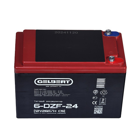 Тяговый аккумулятор Gelbert 6-DZF-24 (12V26A/H C5), 0000040