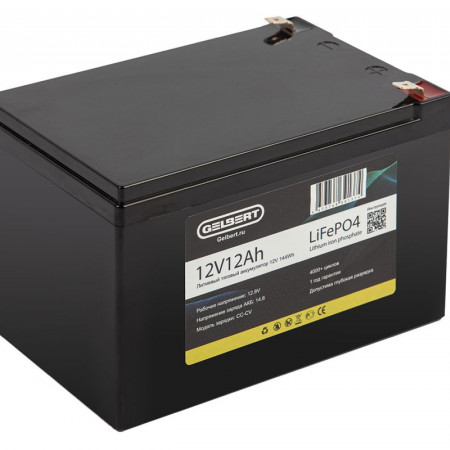 Литиевый тяговый аккумулятор Gelbert LiFePO4 (12V/12Ah/12A) [6-DZF-12, 6-DZM-12], 0000171