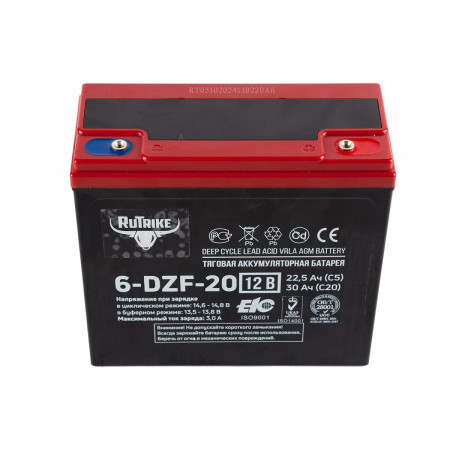 Тяговый аккумулятор Rutrike 6-DZF-20 (12V20A/H C3), 022834