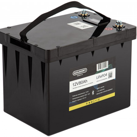 Литиевый тяговый аккумулятор Gelbert LiFePO4 (12V/80Ah/80А) BT/Display, 0000176