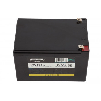 Литиевый тяговый аккумулятор Gelbert LiFePO4 (12V/12Ah/12A) [6-DZF-12, 6-DZM-12], 0000171