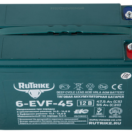 Тяговый аккумулятор Rutrike 6-EVF-45 (12V45A/H C5), 021663
