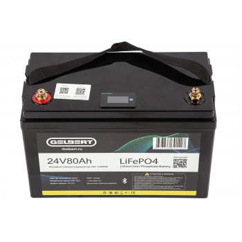 Литиевый тяговый аккумулятор Gelbert LiFePO4 (24V/80Ah/100A) Bluetooth, 0000183