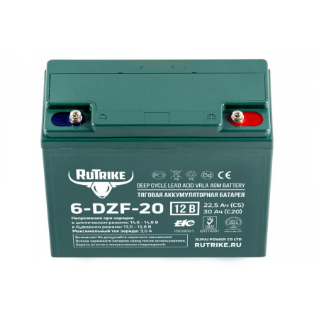 Тяговый аккумулятор Rutrike 6-DZF-20 (12V20A/H C3), 022834