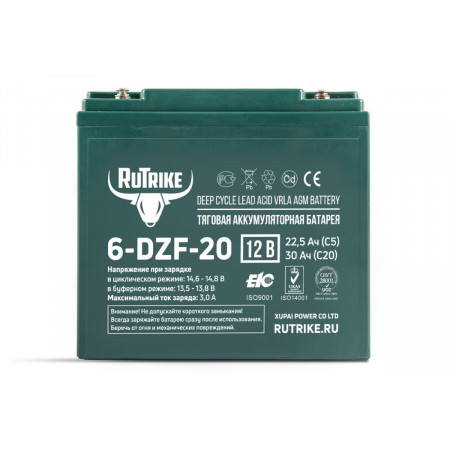 Тяговый аккумулятор Rutrike 6-DZF-20 (12V20A/H C3), 022834