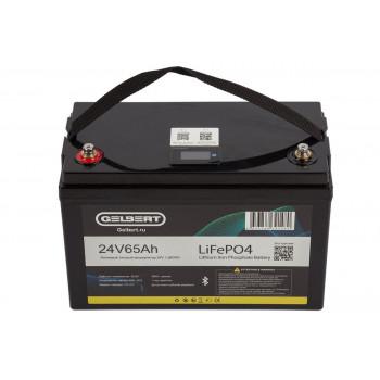 Литиевый тяговый аккумулятор Gelbert LiFePO4 (24V/65Ah/65A) BT/Display, 0000182