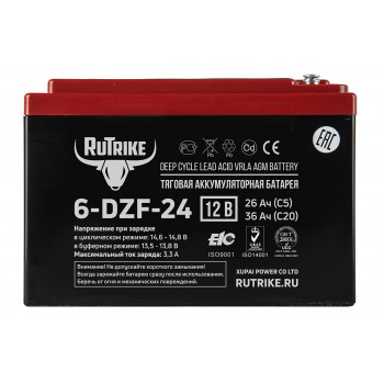 Тяговый аккумулятор Rutrike 6-DZF-24 (12V24A/H C5), 022835